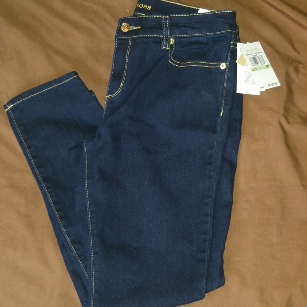 Michael Kors Izzy Skinny Mid-Rise Indigo Jeans NWT - Picture 2 of 6